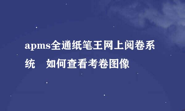 apms全通纸笔王网上阅卷系统 如何查看考卷图像