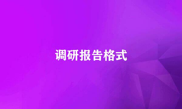 调研报告格式