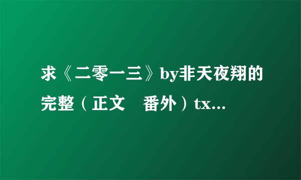 求《二零一三》by非天夜翔的完整（正文 番外）txt。要百度云的。