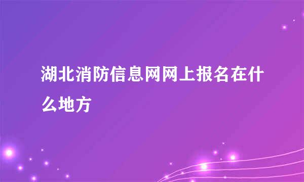 湖北消防信息网网上报名在什么地方