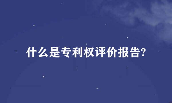 什么是专利权评价报告?