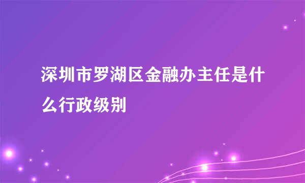 深圳市罗湖区金融办主任是什么行政级别