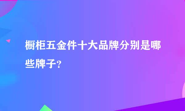 橱柜五金件十大品牌分别是哪些牌子？