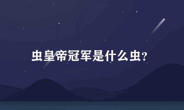 虫皇帝冠军是什么虫？