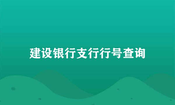 建设银行支行行号查询