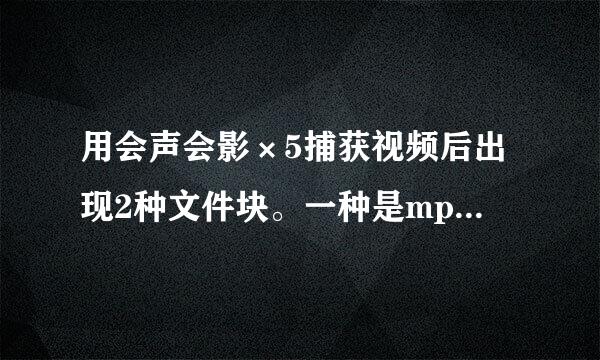 用会声会影×5捕获视频后出现2种文件块。一种是mpg，另一种是常见打不开那种白色文件块。而且间隔式