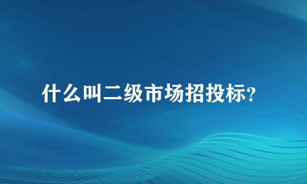 什么叫二级市场招投标？
