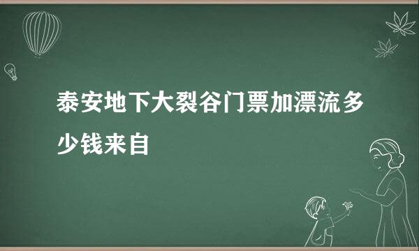 泰安地下大裂谷门票加漂流多少钱来自