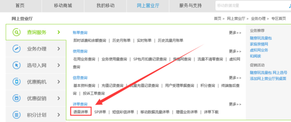 中国移动网来自上营业厅查个人通话记录