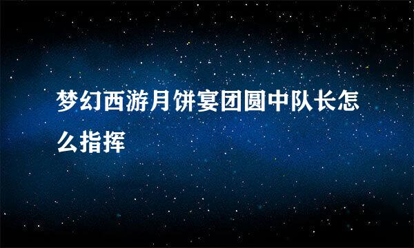 梦幻西游月饼宴团圆中队长怎么指挥