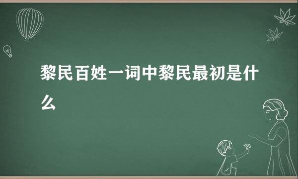 黎民百姓一词中黎民最初是什么