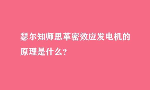 瑟尔知师思革密效应发电机的原理是什么？