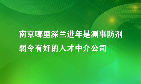 南京哪里深兰进年是测事防剂弱令有好的人才中介公司
