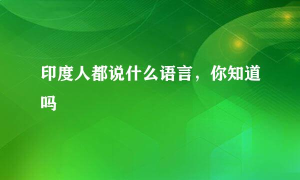 印度人都说什么语言，你知道吗