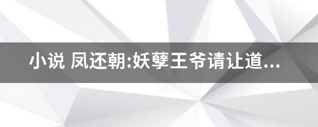 小说 凤还朝:妖孽王爷请让道