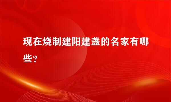 现在烧制建阳建盏的名家有哪些？