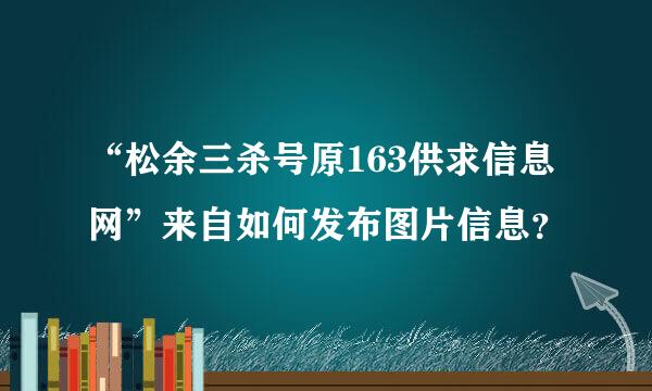 “松余三杀号原163供求信息网”来自如何发布图片信息？