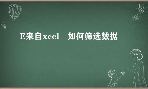 E来自xcel 如何筛选数据
