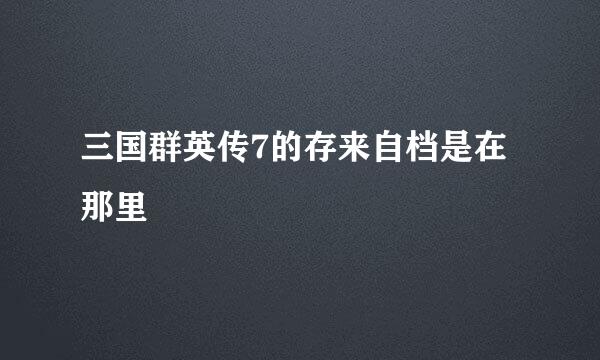 三国群英传7的存来自档是在那里