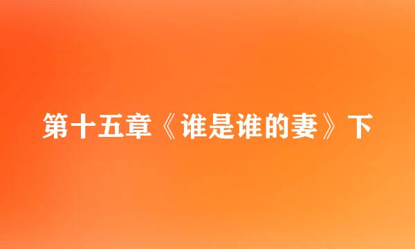 第十五章《谁是谁的妻》下