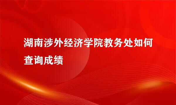 湖南涉外经济学院教务处如何查询成绩