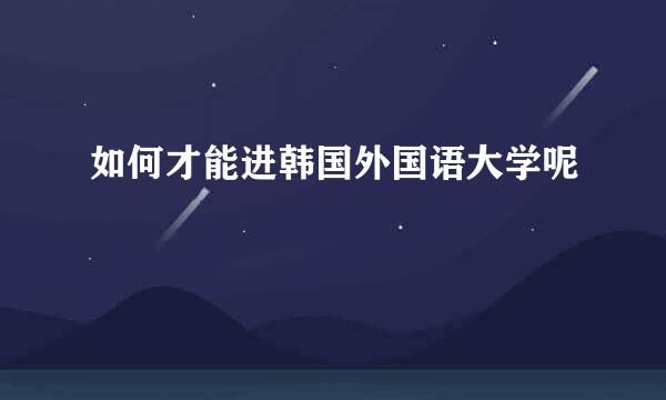 如何才能进韩国外国语大学呢