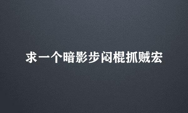 求一个暗影步闷棍抓贼宏
