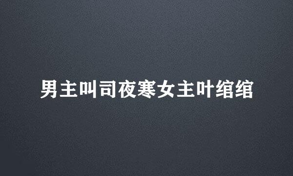 男主叫司夜寒女主叶绾绾