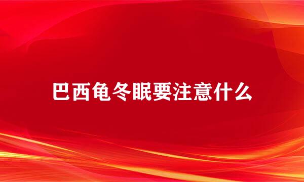 巴西龟冬眠要注意什么