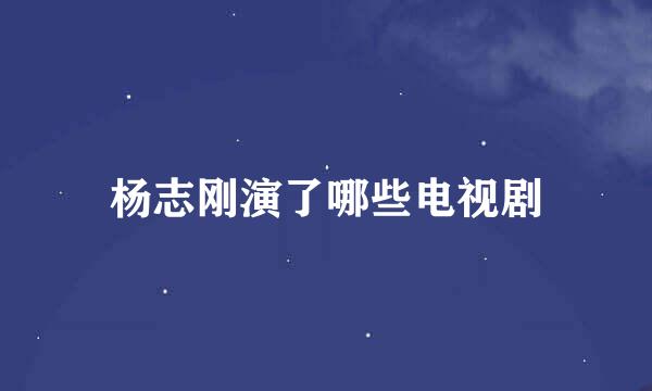 杨志刚演了哪些电视剧