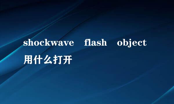 shockwave flash object用什么打开