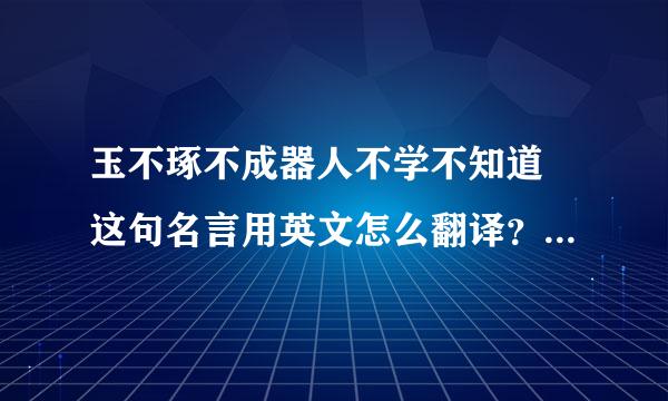 玉不琢不成器人不学不知道 这句名言用英文怎么翻译？求地道翻译！