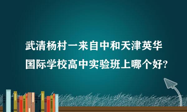 武清杨村一来自中和天津英华国际学校高中实验班上哪个好?