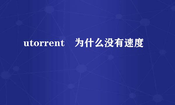 utorrent 为什么没有速度