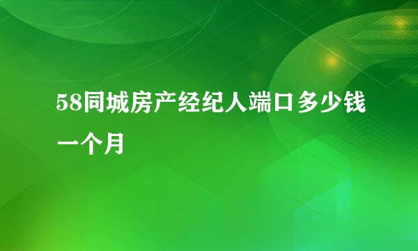 58同城房产经纪人端口多少钱一个月