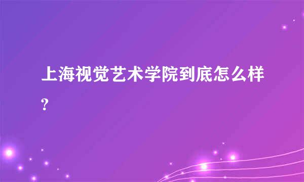 上海视觉艺术学院到底怎么样?