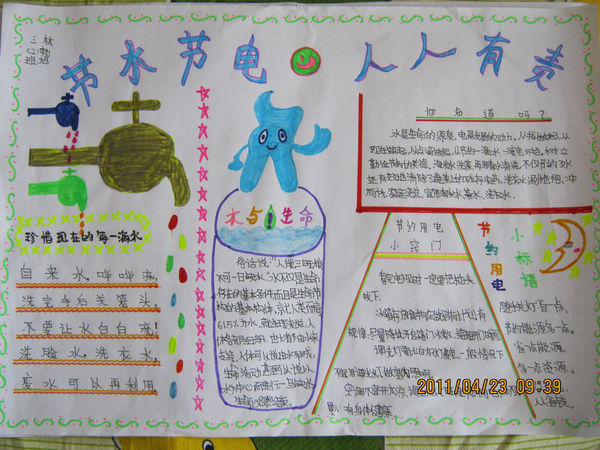 关于节水必阳引相出肉抗干屋节电节粮的手抄报