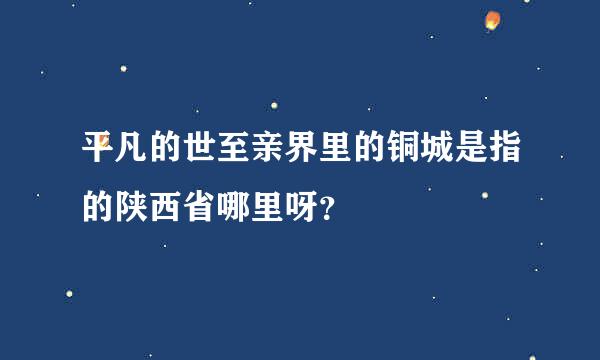 平凡的世至亲界里的铜城是指的陕西省哪里呀？