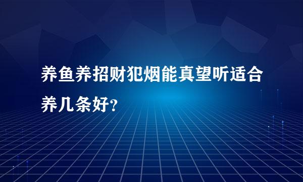 养鱼养招财犯烟能真望听适合养几条好？