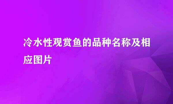 冷水性观赏鱼的品种名称及相应图片
