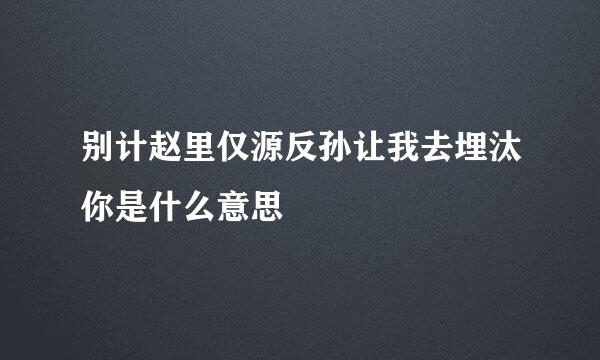 别计赵里仅源反孙让我去埋汰你是什么意思