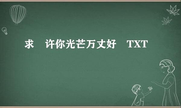 求 许你光芒万丈好 TXT