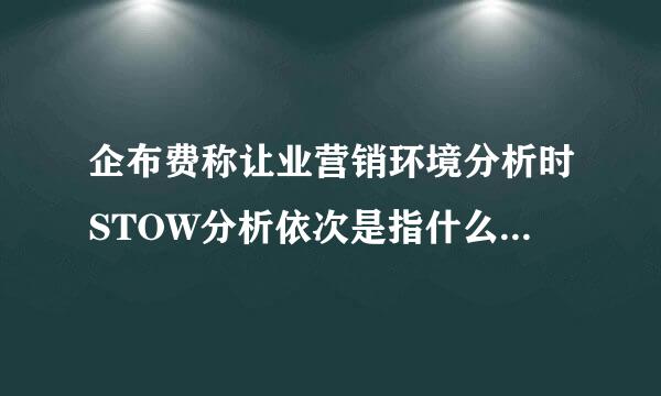 企布费称让业营销环境分析时STOW分析依次是指什么。1.机会2.优势3.威胁4.劣势5.状态