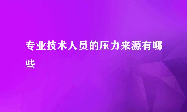 专业技术人员的压力来源有哪些