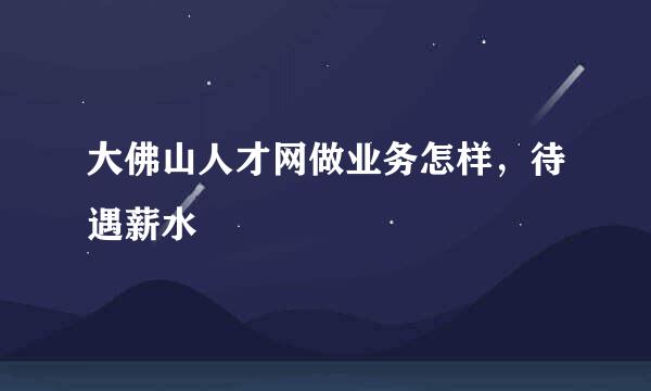 大佛山人才网做业务怎样，待遇薪水