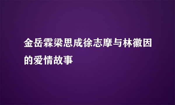 金岳霖梁思成徐志摩与林徽因的爱情故事
