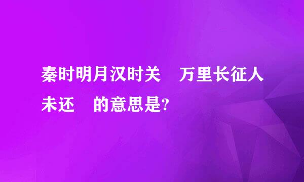 秦时明月汉时关 万里长征人未还 的意思是?