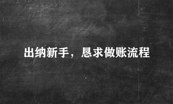 出纳新手，恳求做账流程