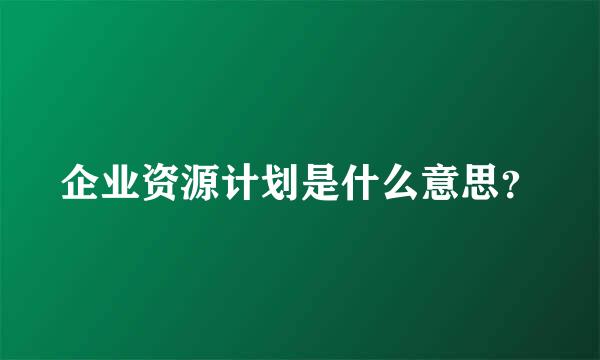 企业资源计划是什么意思？