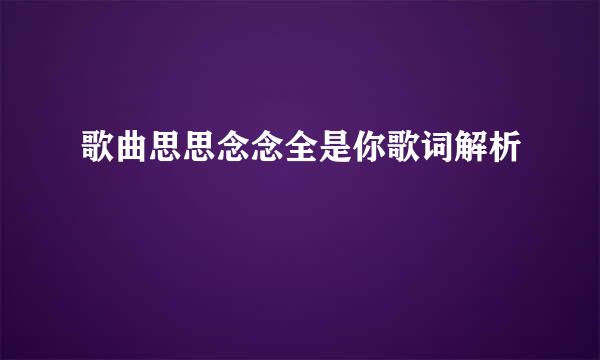歌曲思思念念全是你歌词解析